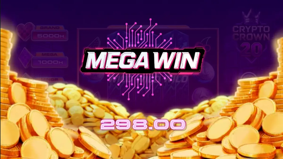 Crypto Crown 20 slot machine interface na may neon na disenyo at crypto symbols