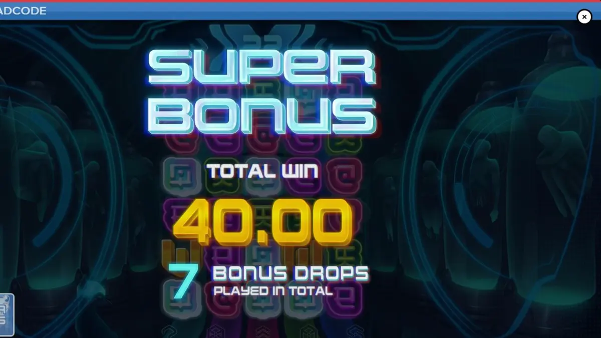 Isang futuristic na cyberpunk slot machine na may temang hacker at digital decay.